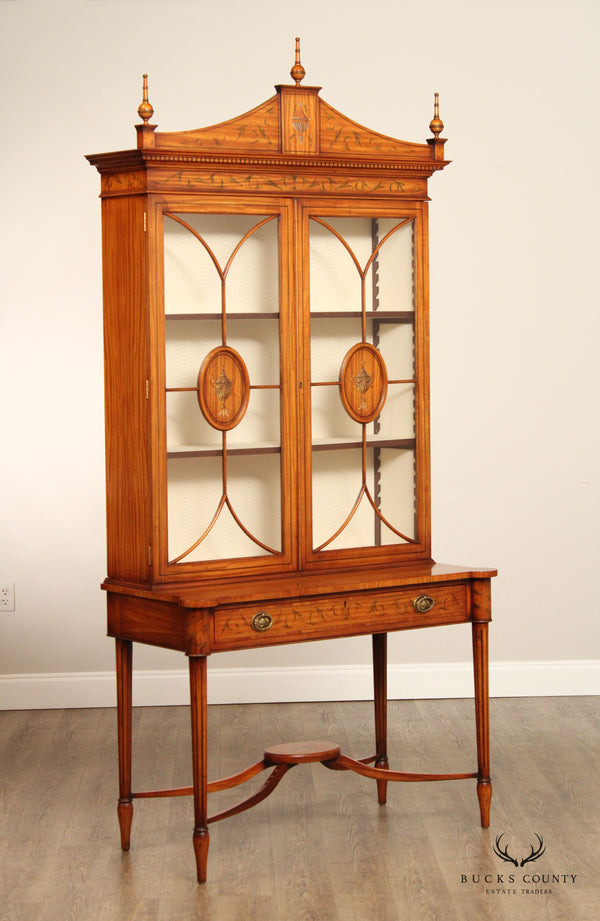 Yorkshire House Adam Style Satinwood Bookcase Display Cabinet