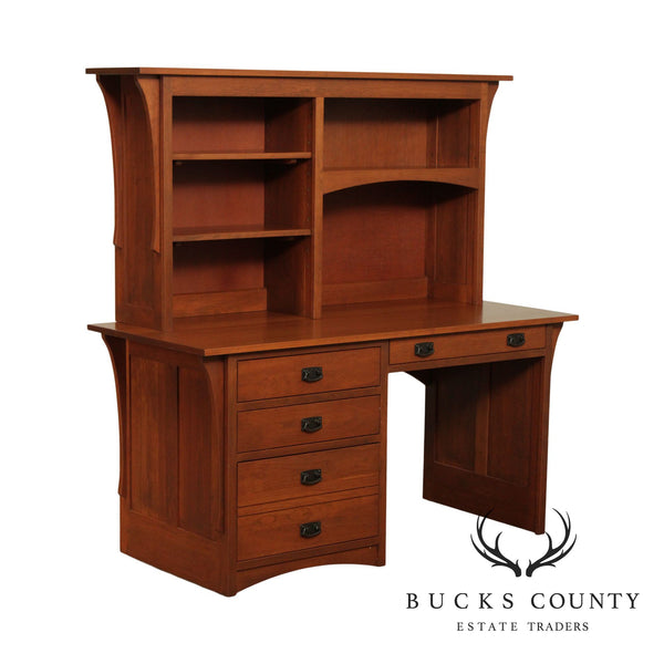 Mission Style Custom Cherry Desk with Bookcase Top