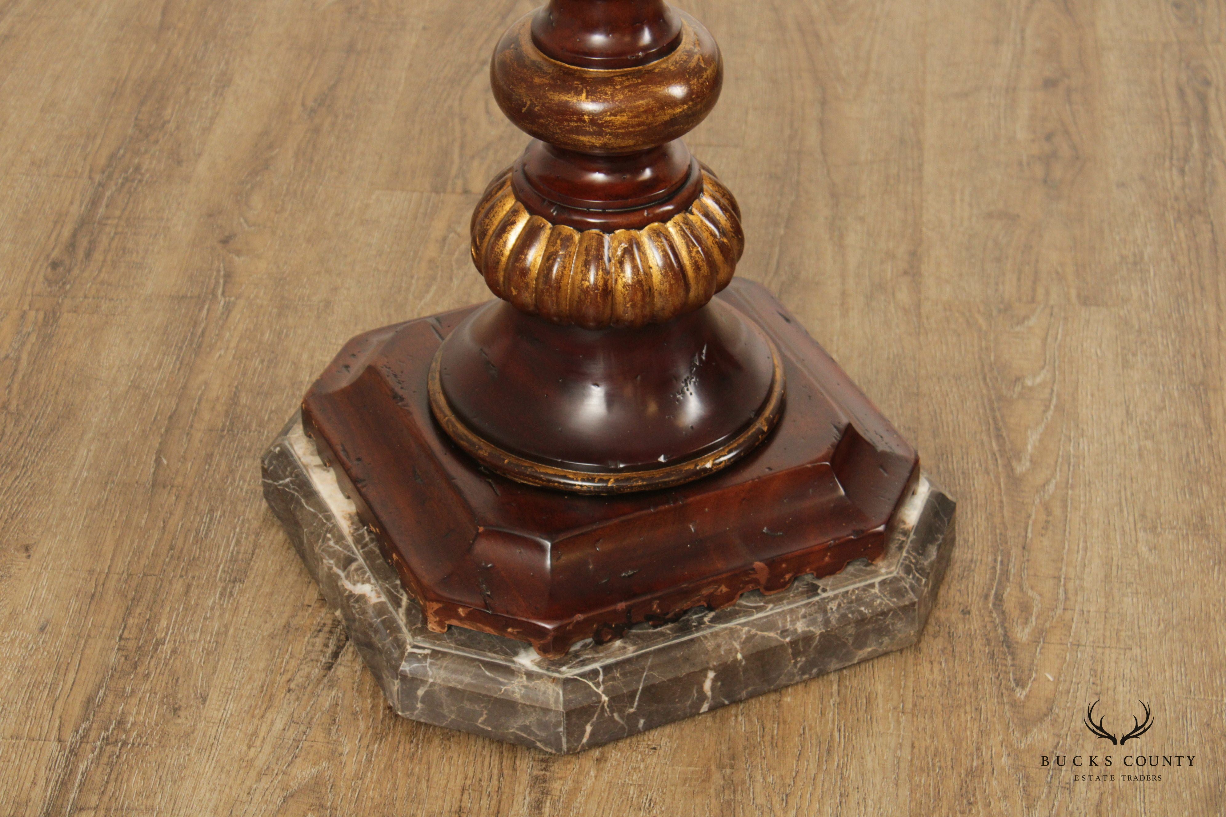 Theodore Alexander Parcel Gilt Marble Top Pedestal