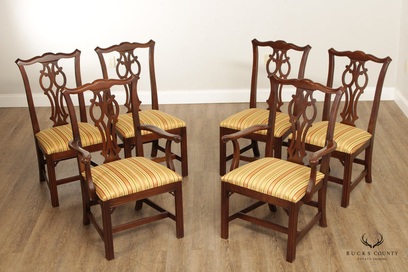 Ethan Allen Georgian Court Chippendale Style Set Six Cherry Dining Chairs