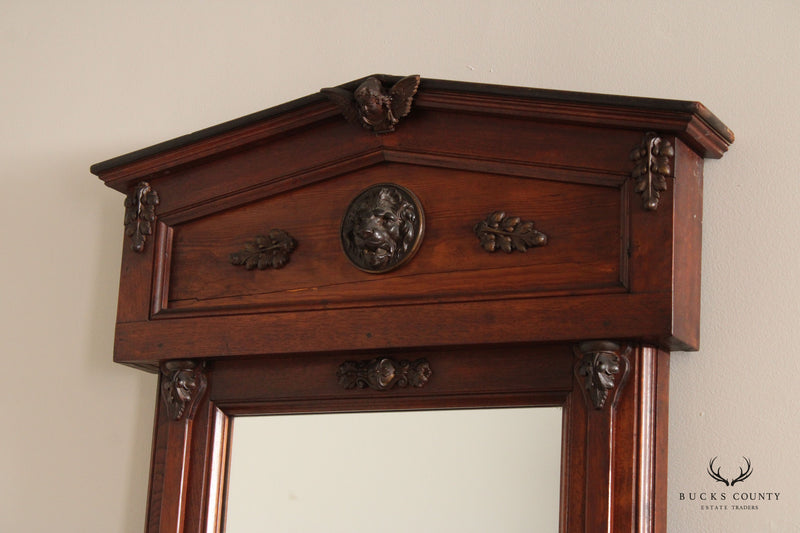 Victorian Antique Walnut Hall Entryway Mirror