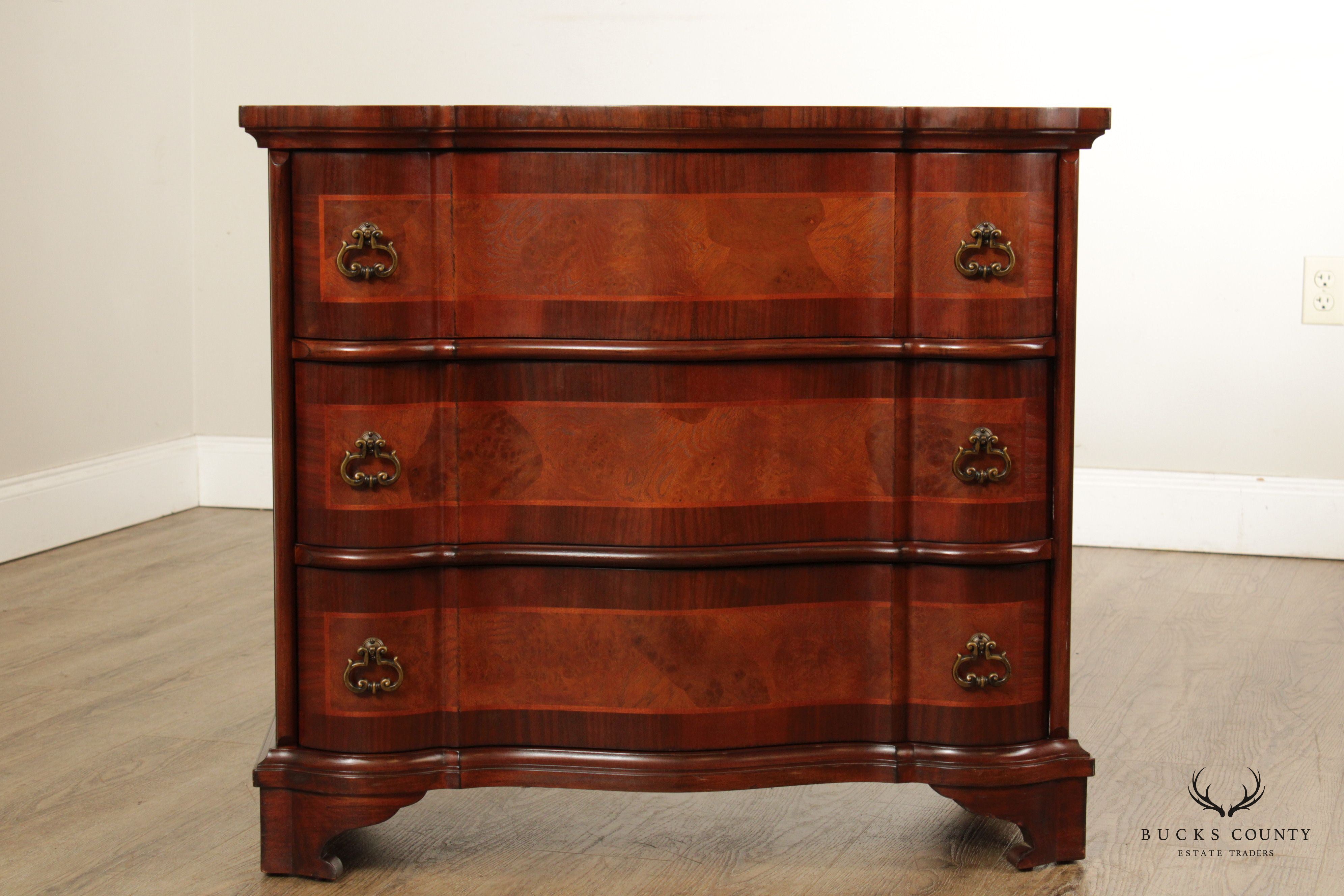 Italian Baroque Style Burl Wood Serpentine Chest of Drawers