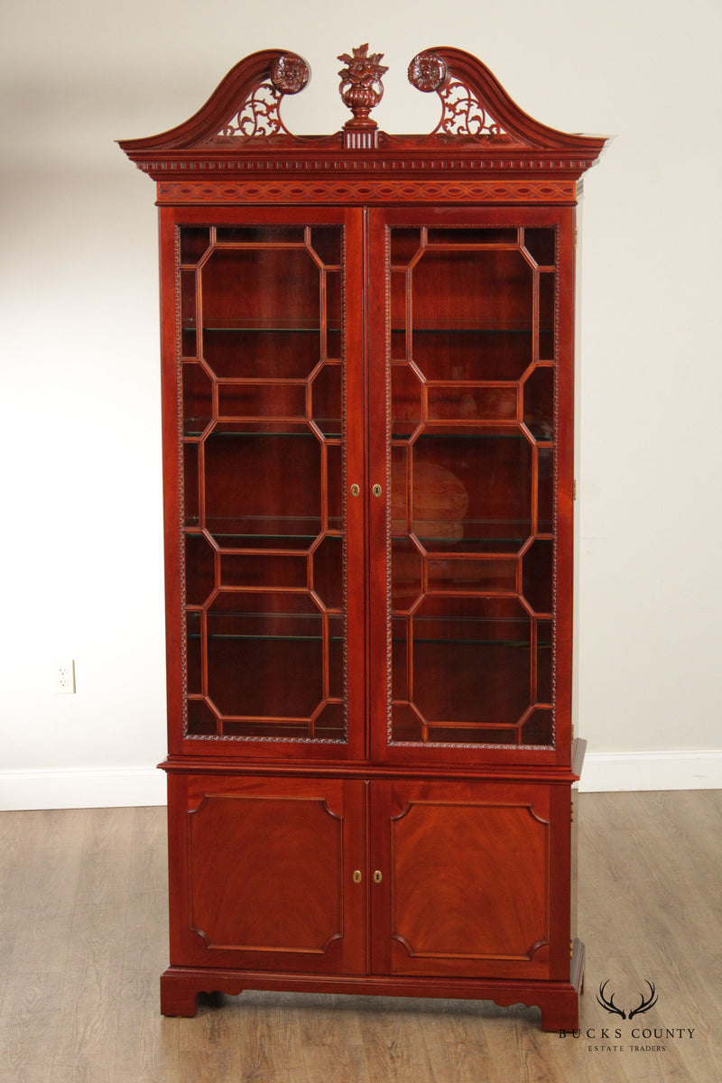 Kindel Georgian Style Mahogany Glass Door Bookcase Display Cabinet