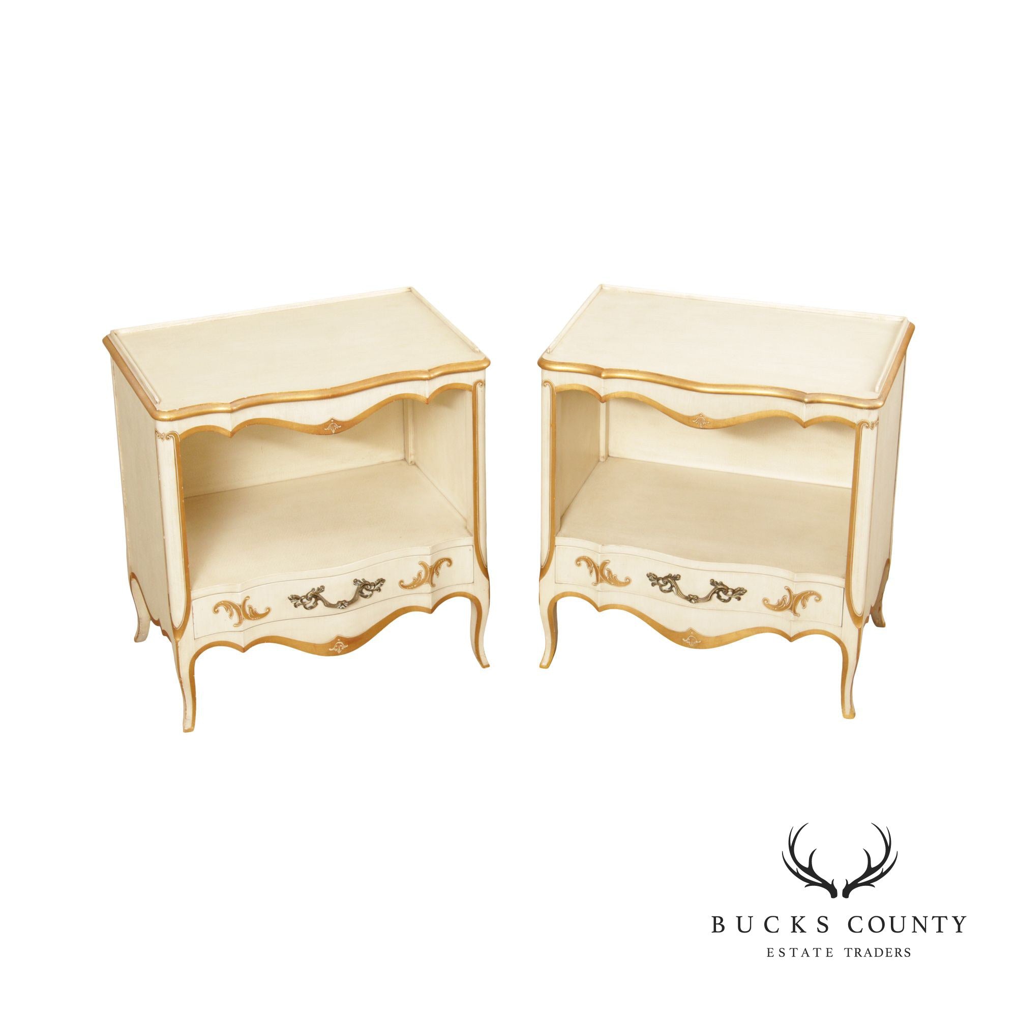 John Widdicomb French Provincial Style Pair of Open Nightstands