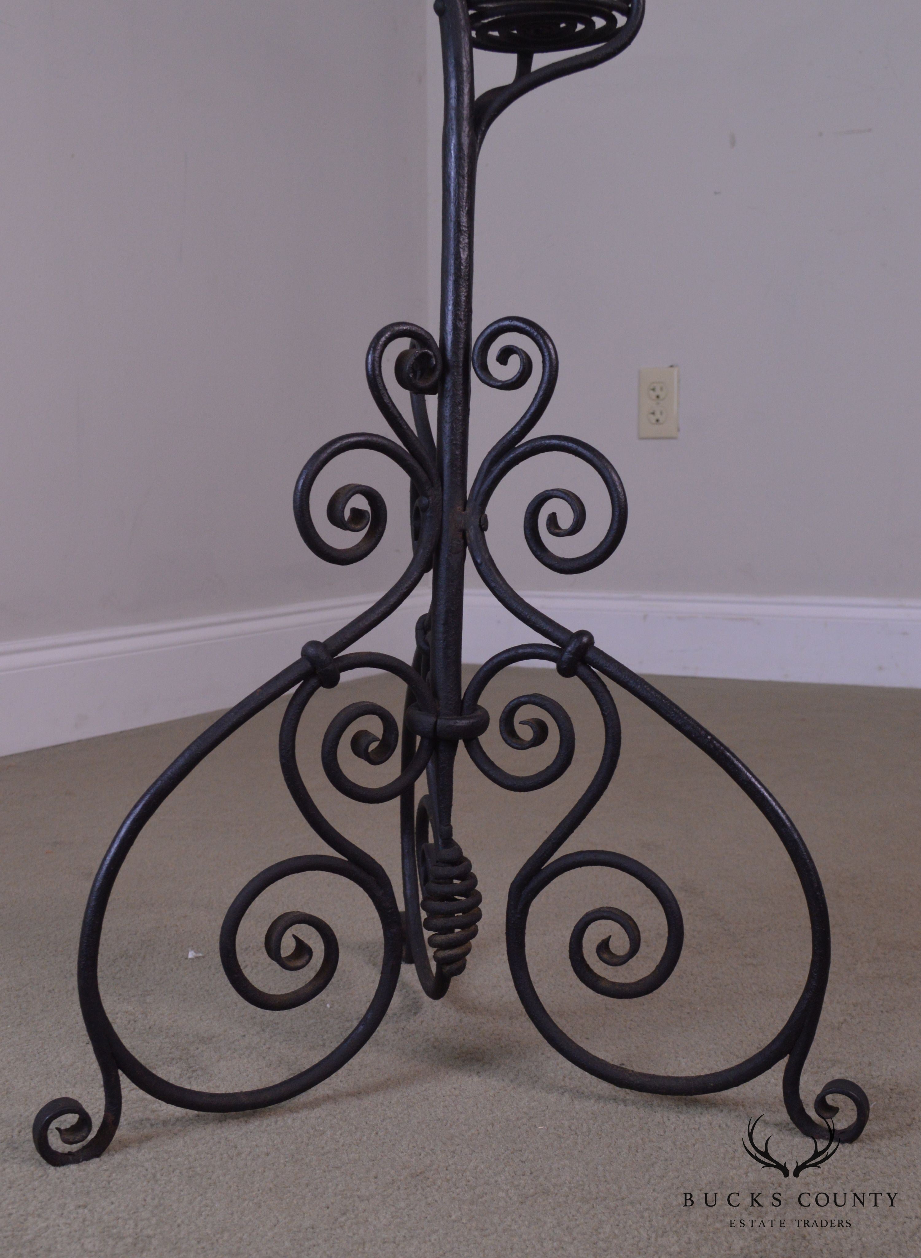 Antique Hand Wrought Iron Tea Kettle Stand