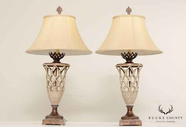 Vintage Neoclassical Style Pair of Urn Table Lamps
