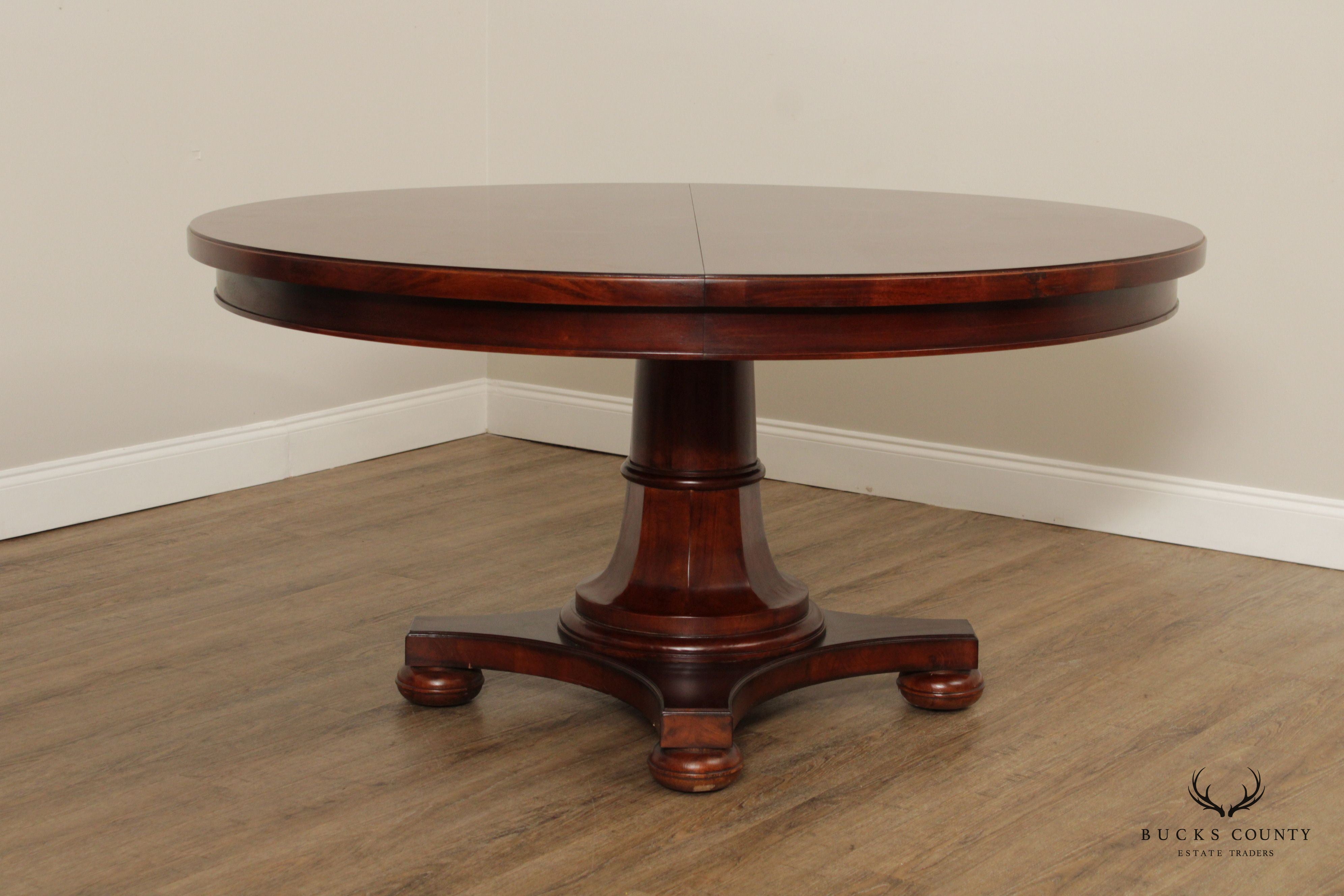 Maitland Smith Regency Style 60 inch Round Mahogany Expandable Dining Table