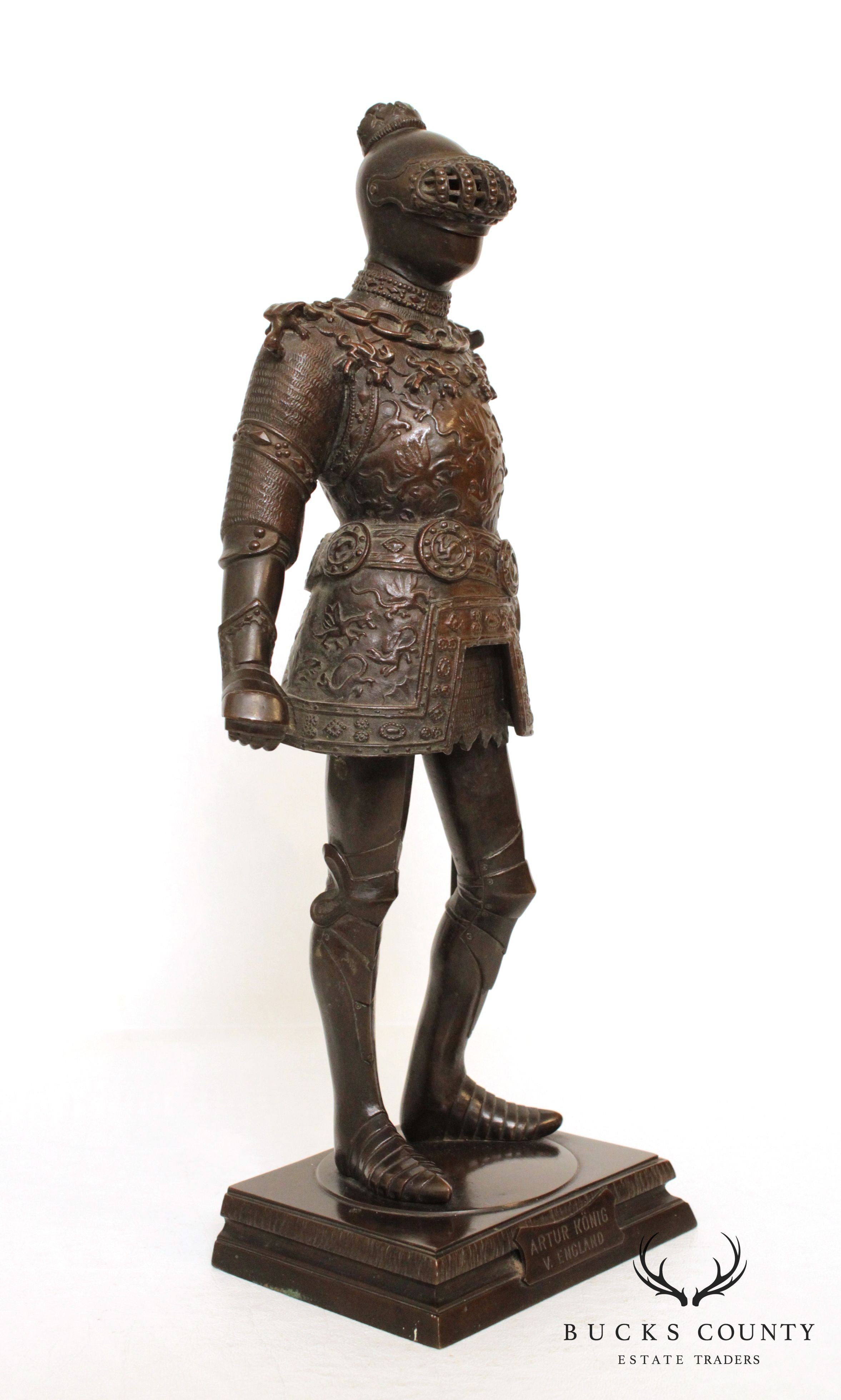 F. R. Unterberger Arthur Konig V. England (King Arthur) Antique Bronze Statue