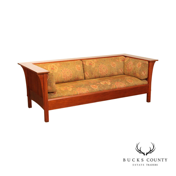 STICKLEY MISSION COLLECTION CHERRY SPINDLE PRAIRIE SETTLE SOFA