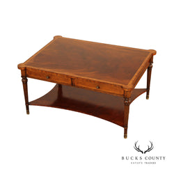 Quality Flame Mahogany Cocktail Table with Four Drawers