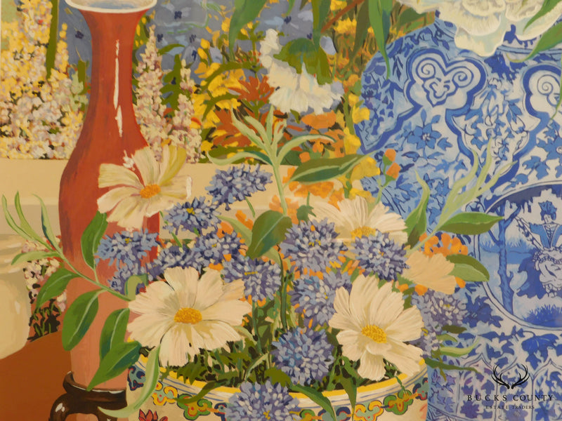 John Powell "Peonies" Original Serigraph Still Life Flowers & Porcelain