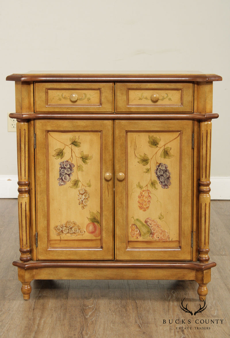 Paint Decorated Two Door Cabinet with Grape and Fruit Design