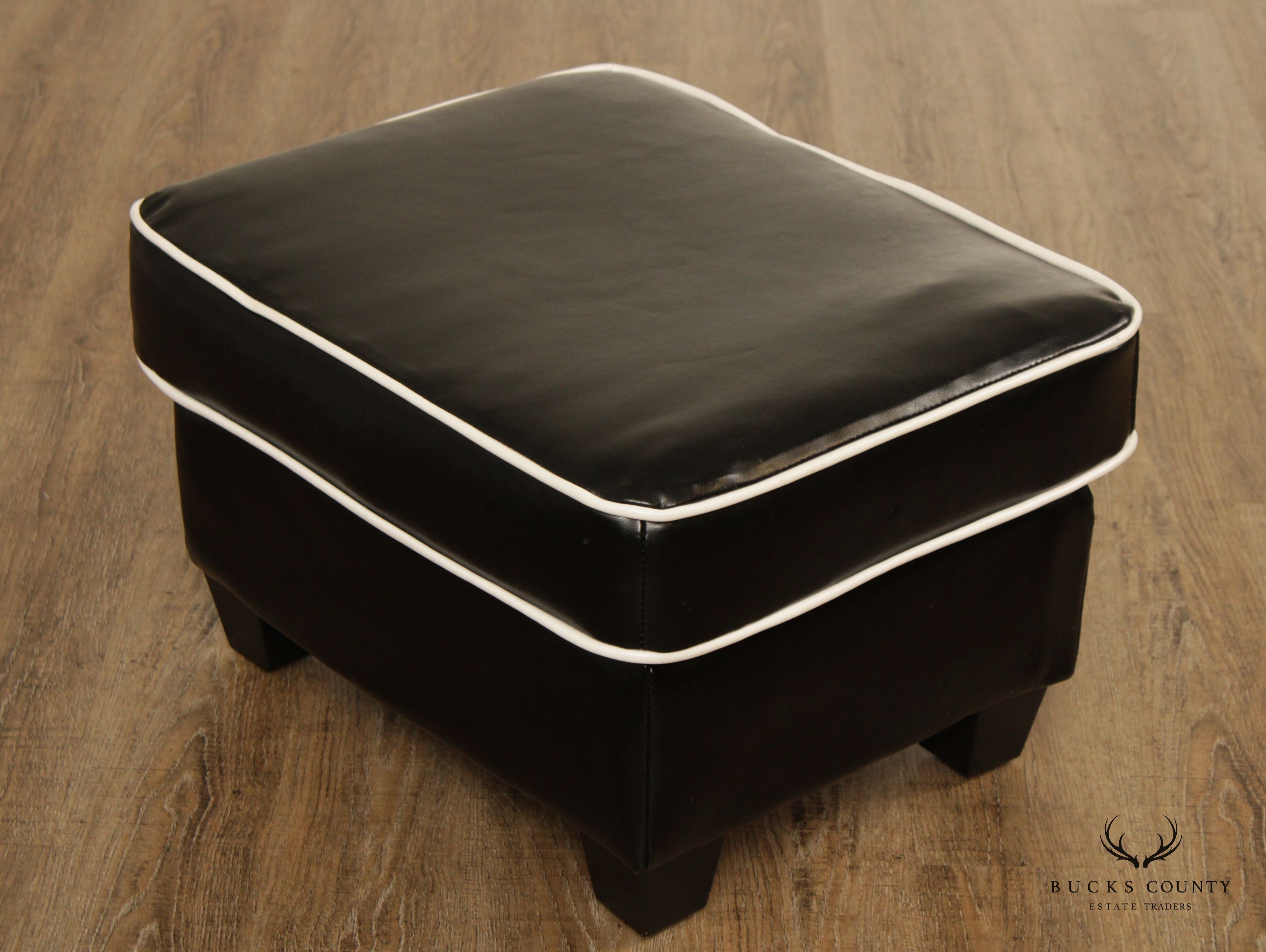 Vintage Modern Leather Upholstered Footstool