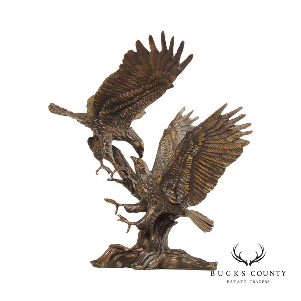 20th Century 'Eagles in Flight' Bronzed Statue