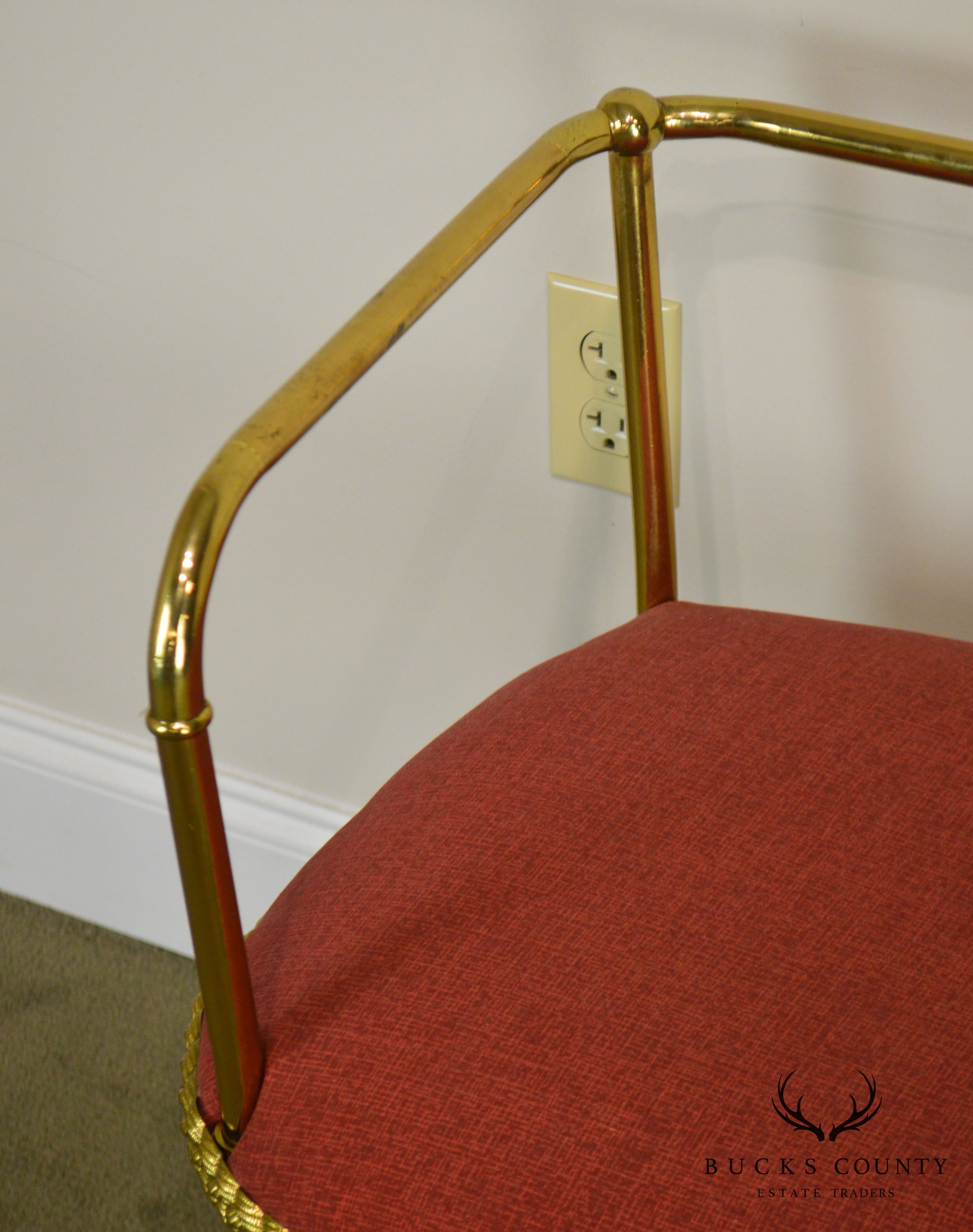 Hollywood Regency Vintage Italian Brass Settee