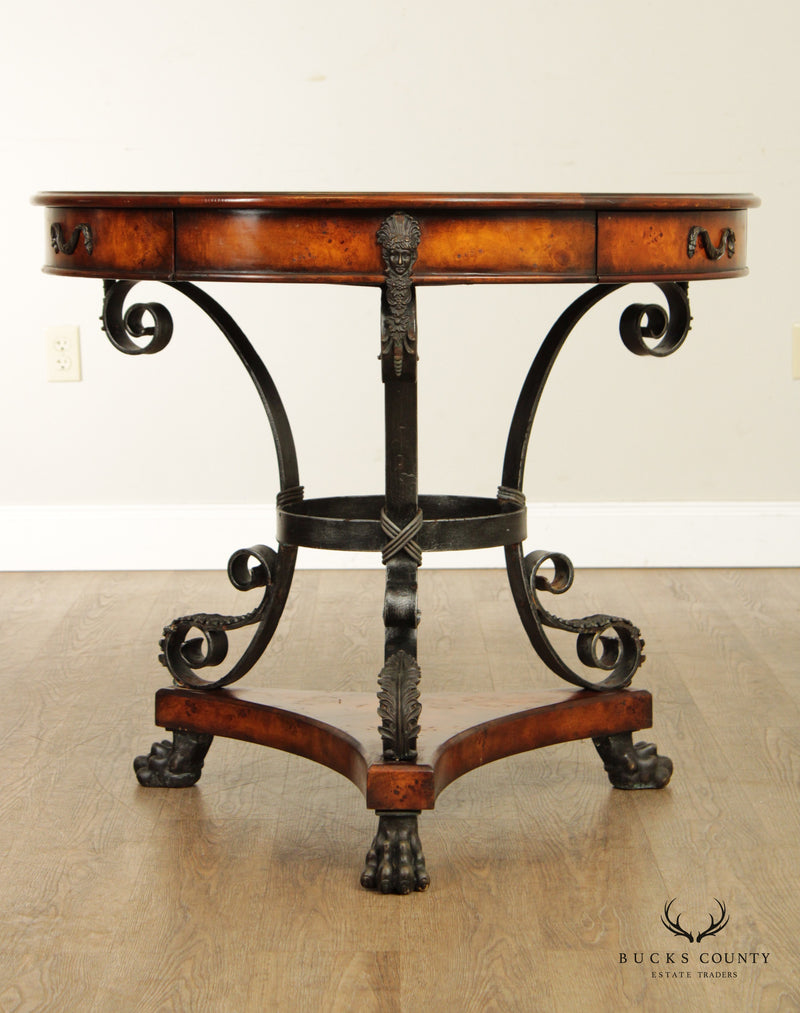 Theodore Alexander Caryatid Iron & Marquetry Top Center Table