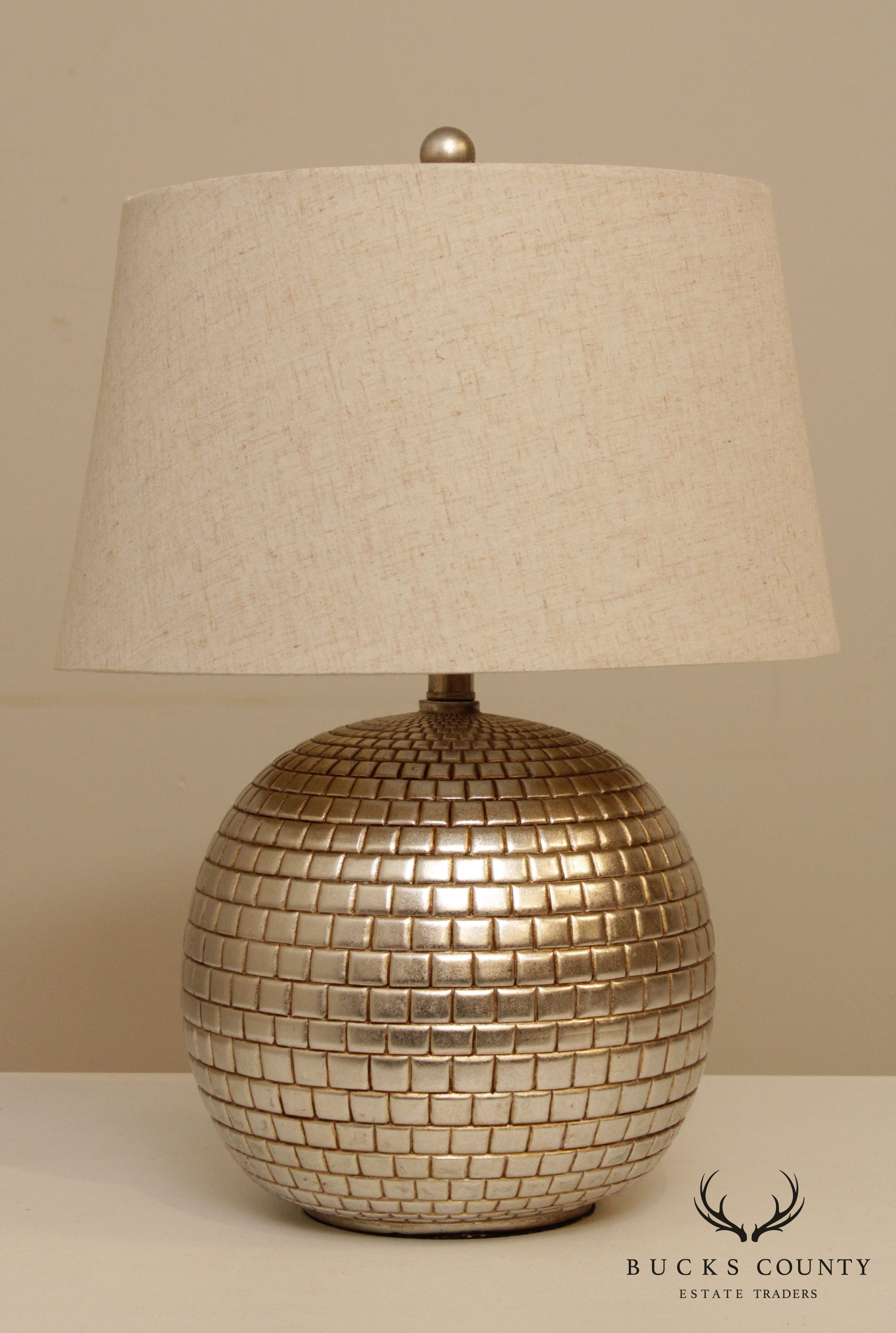 Modern Silver Finish Table Lamp with Shade