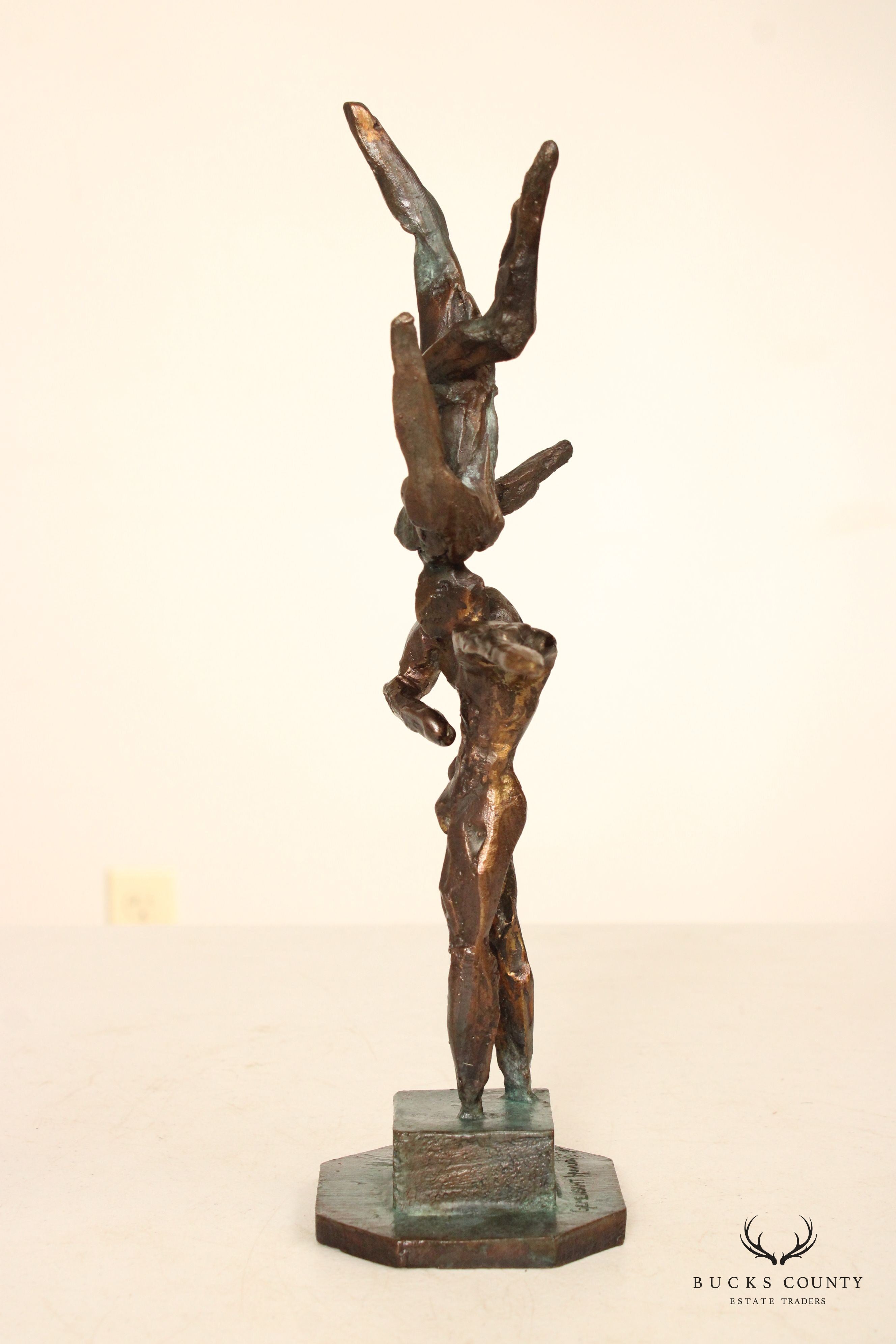 Swedish Modernist Figural Bronze Sculpture by Olof Hellström