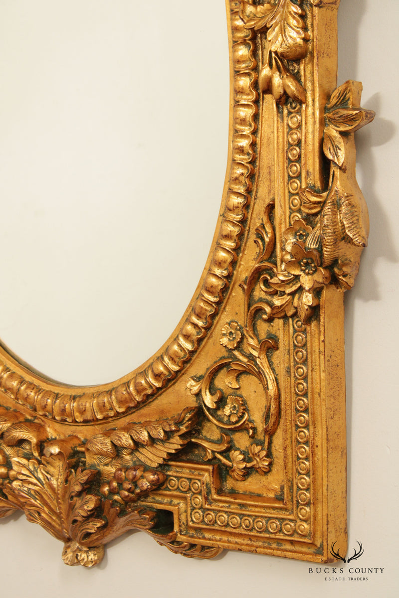 French Style Ornate Floral Carved Gilt Wall Mirror