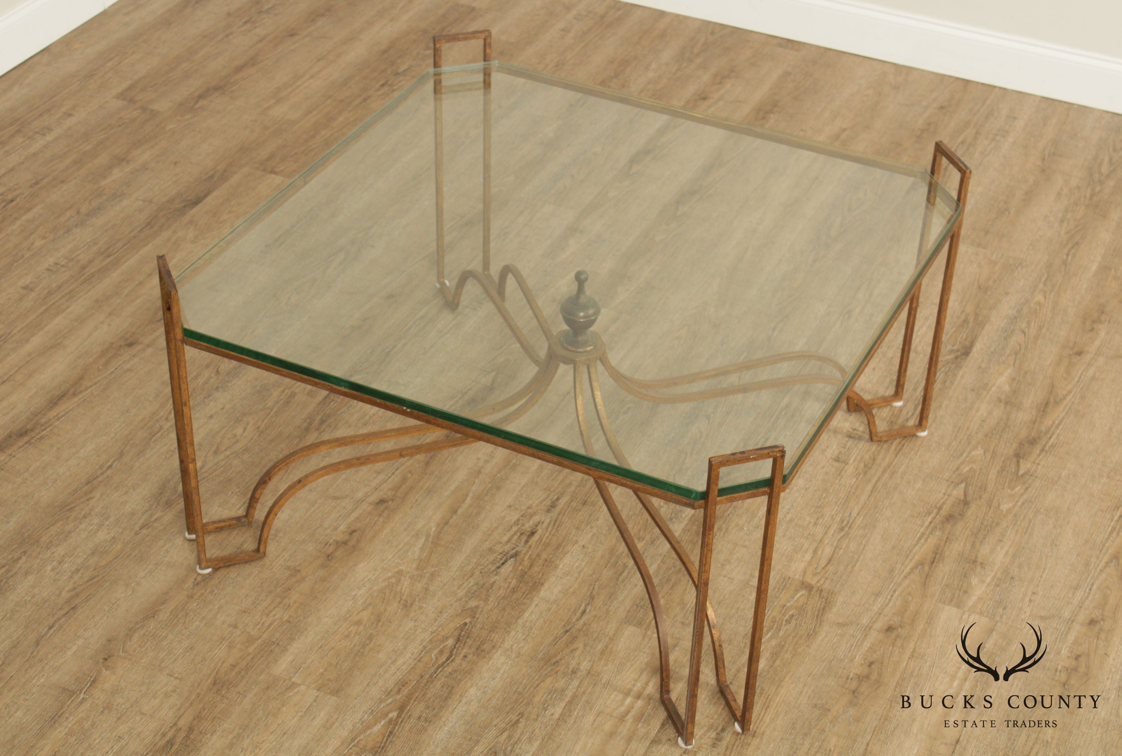 Quality French Gilt Metal Glass Top Coffee Table