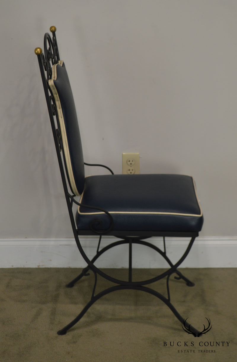 1950's Vintage Custom Quality Scrolled Wrought Iron Side Chair