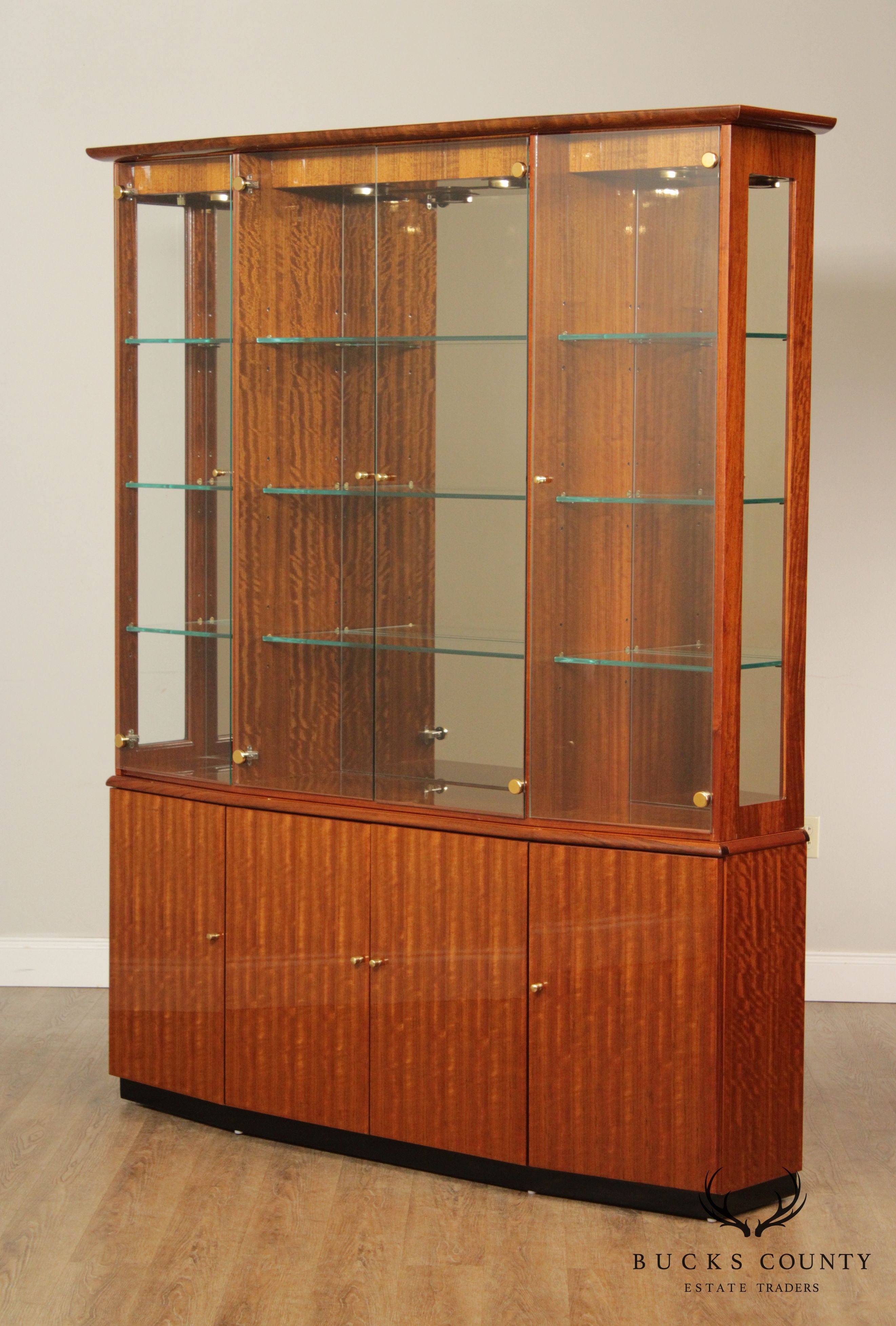 Henredon Modern Art Deco Style Mahogany China Display Cabinet