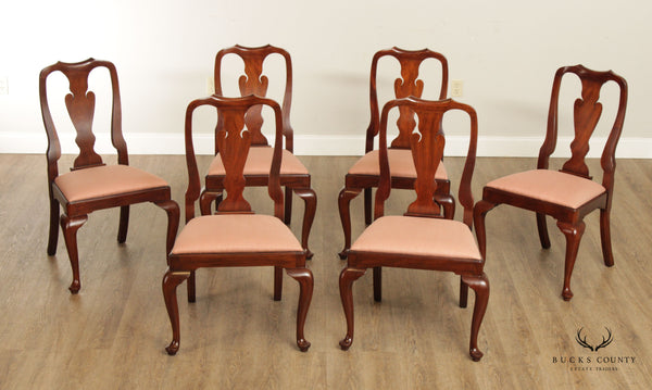 Henkel Harris Queen Anne Style Set of 6 Mahogany Dining Chairs