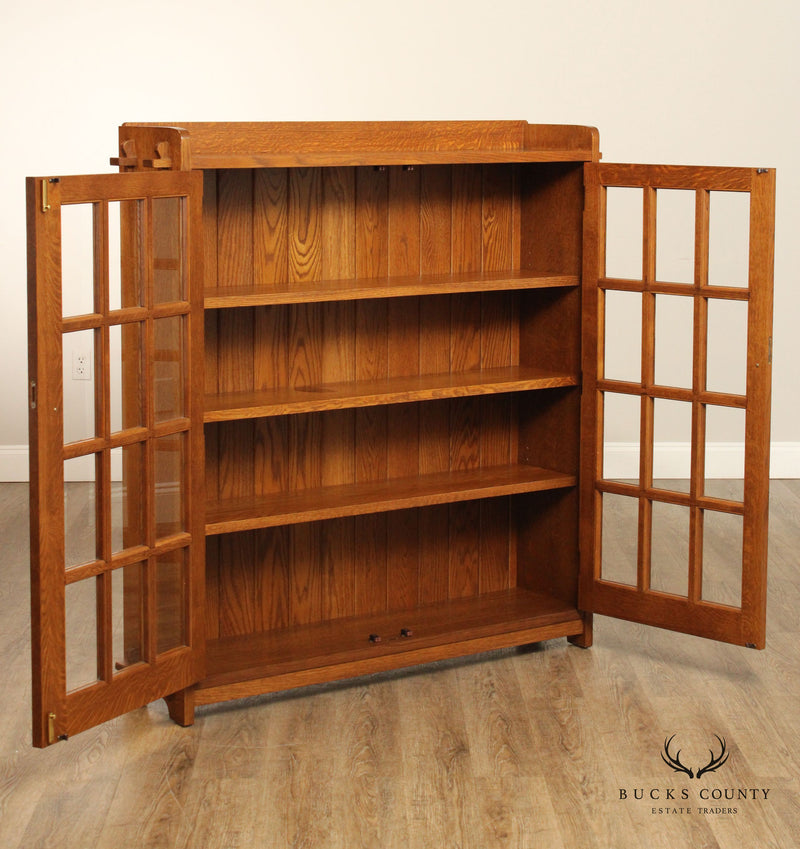 STICKLEY MISSION COLLECTION OAK TWO DOOR BOOKCASE