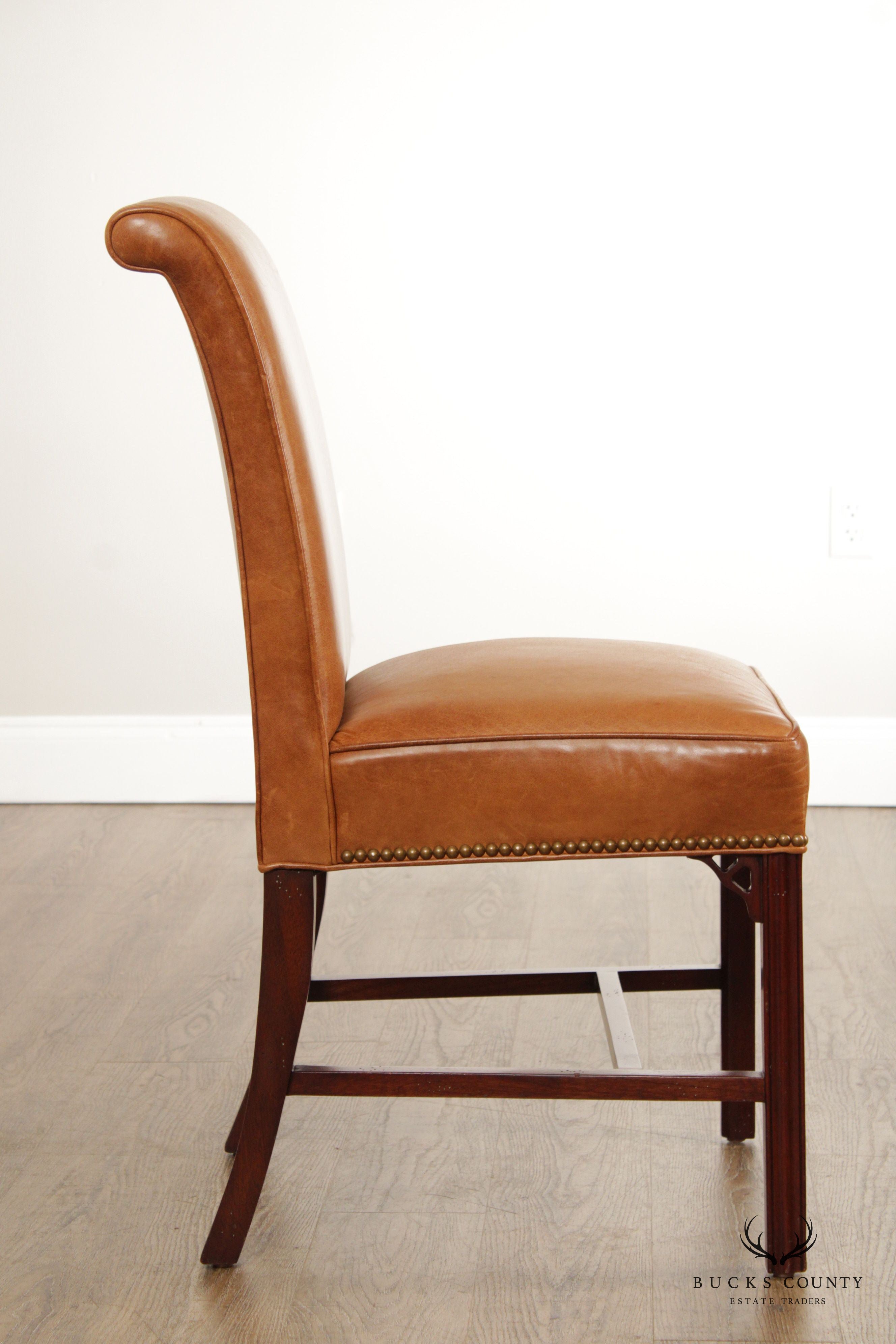 Hancock & Moore Chippendale Style Leather Side Chair