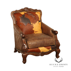Paul Robert Rustic Leather and Hide 'Buckley' Armchair