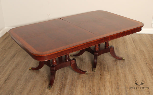 Henredon Regency Style Expandable Double Pedestal Mahogany Dining Table