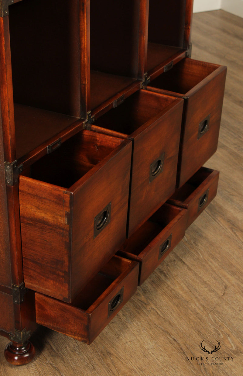 Theodore Alexander Campaign Style Leather Wrapped Bookcase