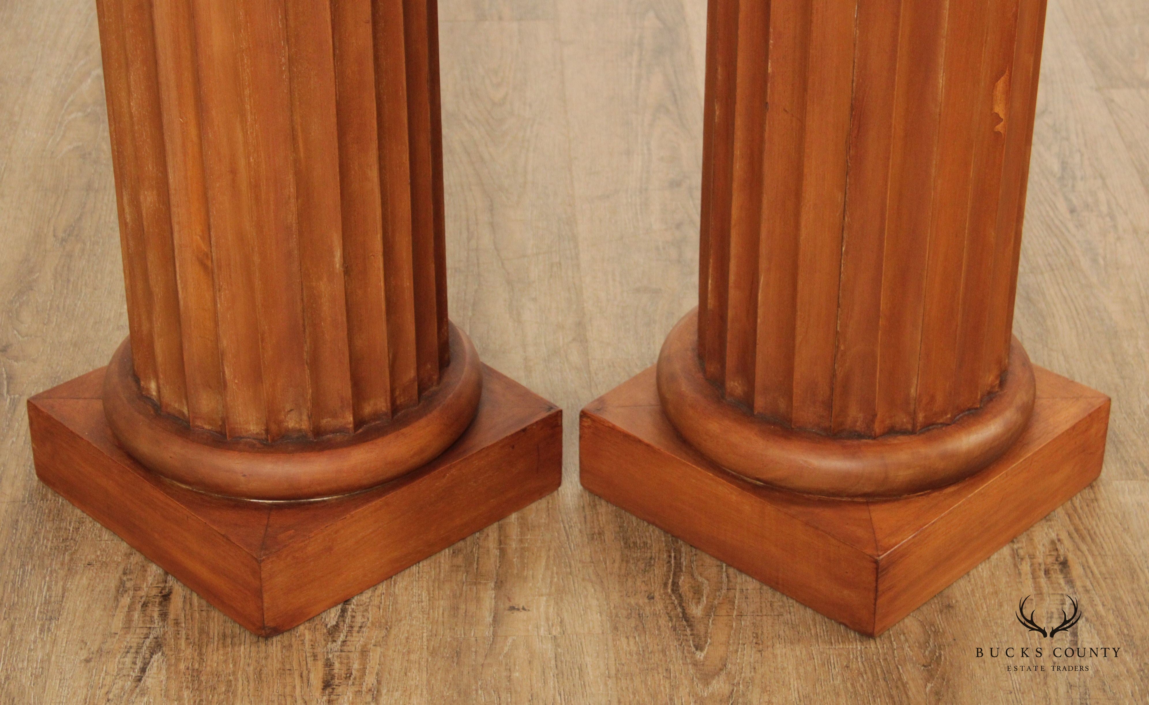 Neoclassical Style Pair of Fluted Painted Wood Columnar Pedestals