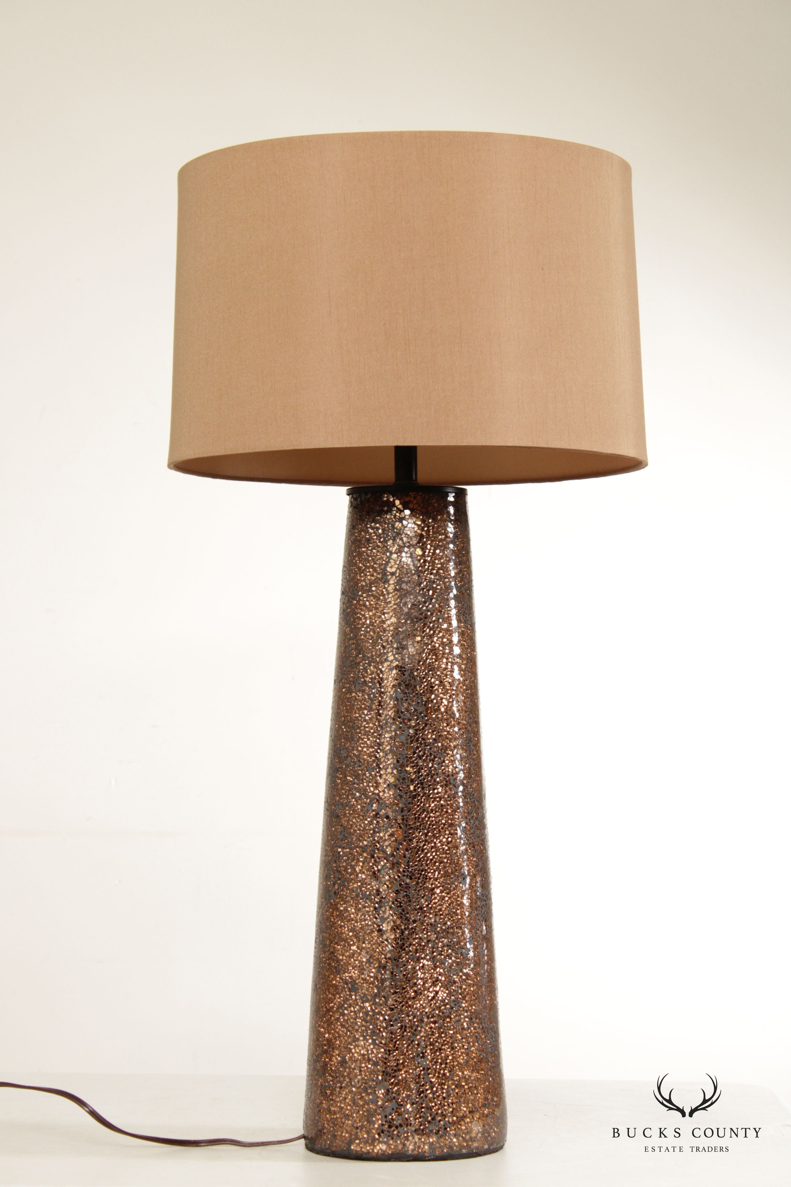 Contemporary Pair Bronze Mosaic Glass Table Lamps