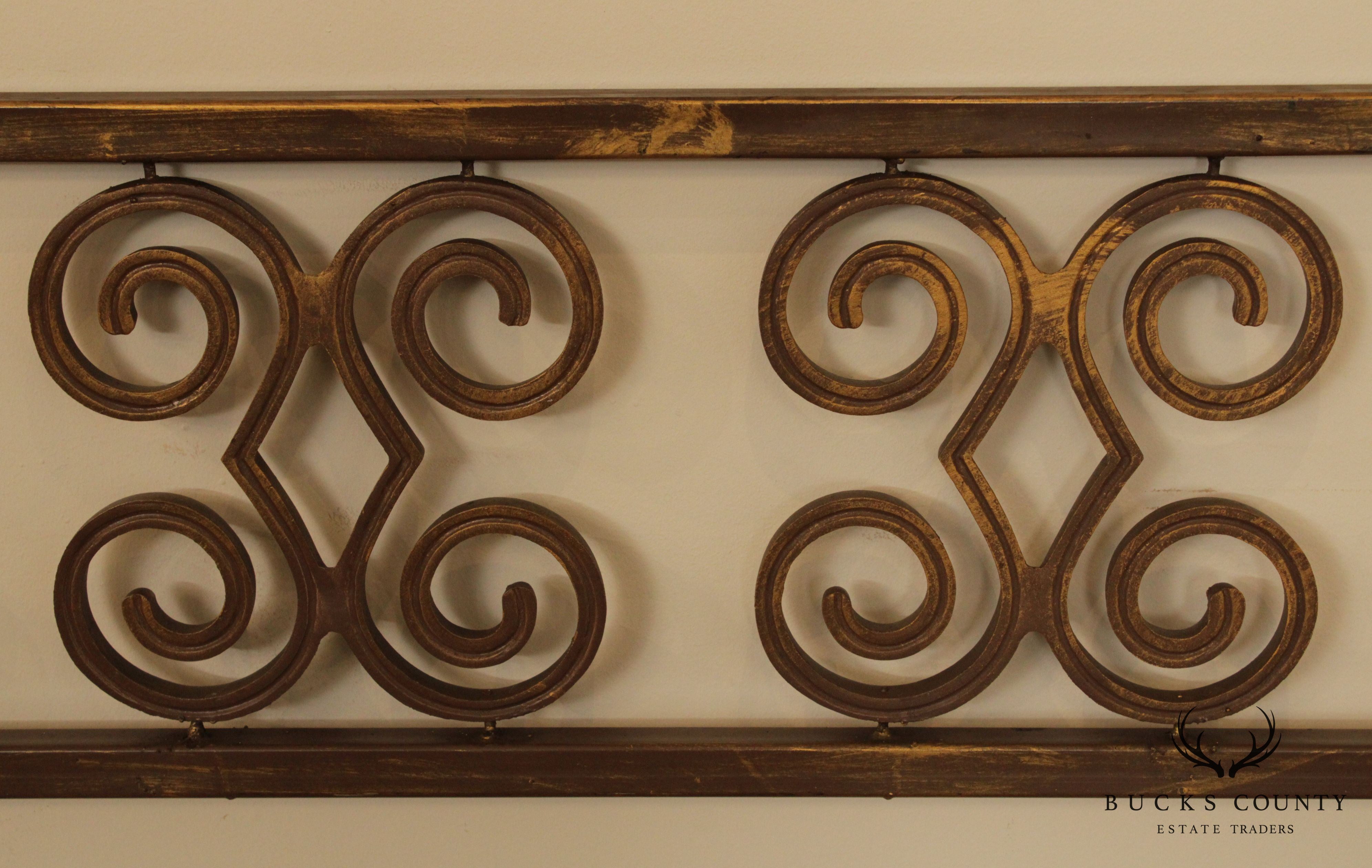 Hollywood Regency Vintage Wrought Iron King Headboard