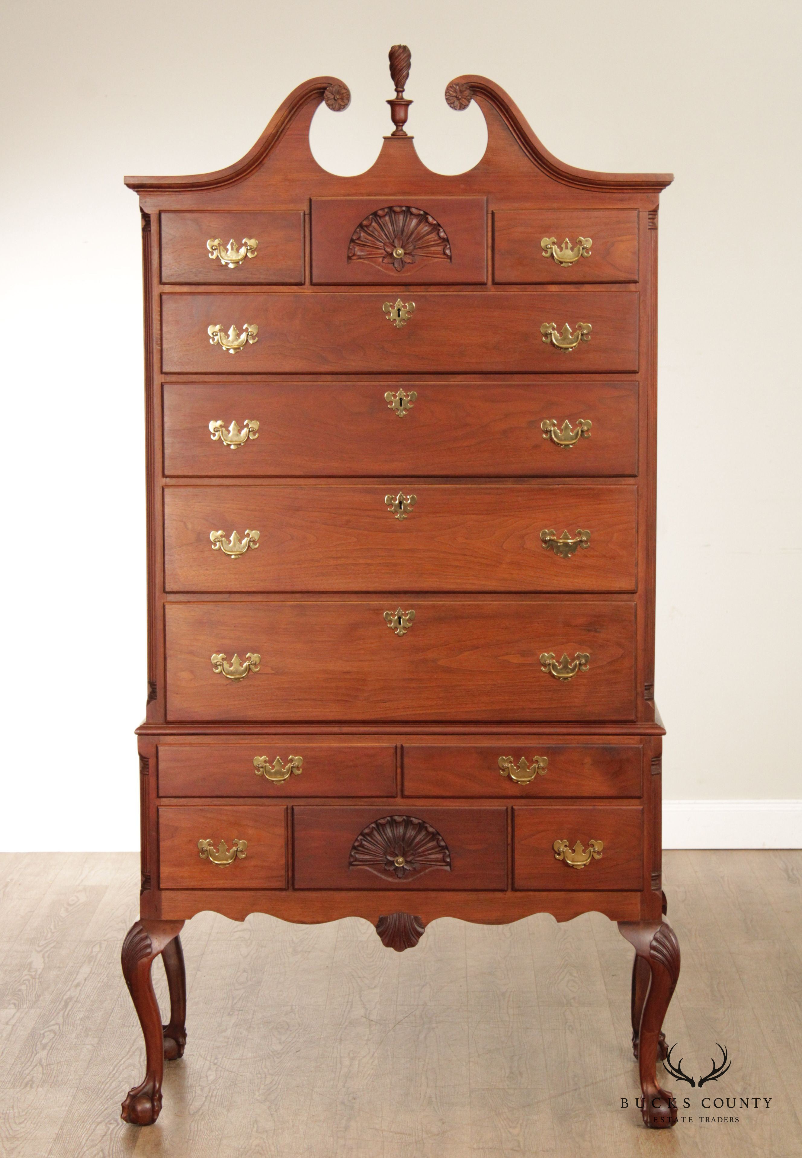 Chippendale Style Custom Crafted Walnut Highboy Chest of Drawers