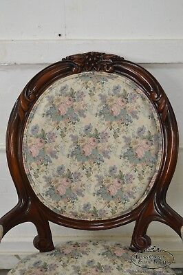 Victorian Revival Style Mahogany Cameo Back Parlor Arm Chair