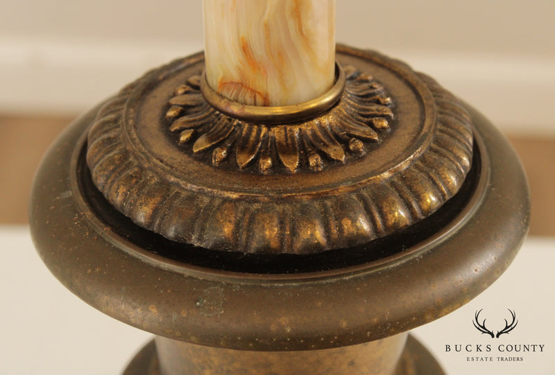 Vintage Unique Lamp with 'Ure Medicines'  Brass Canister Base and Onyx