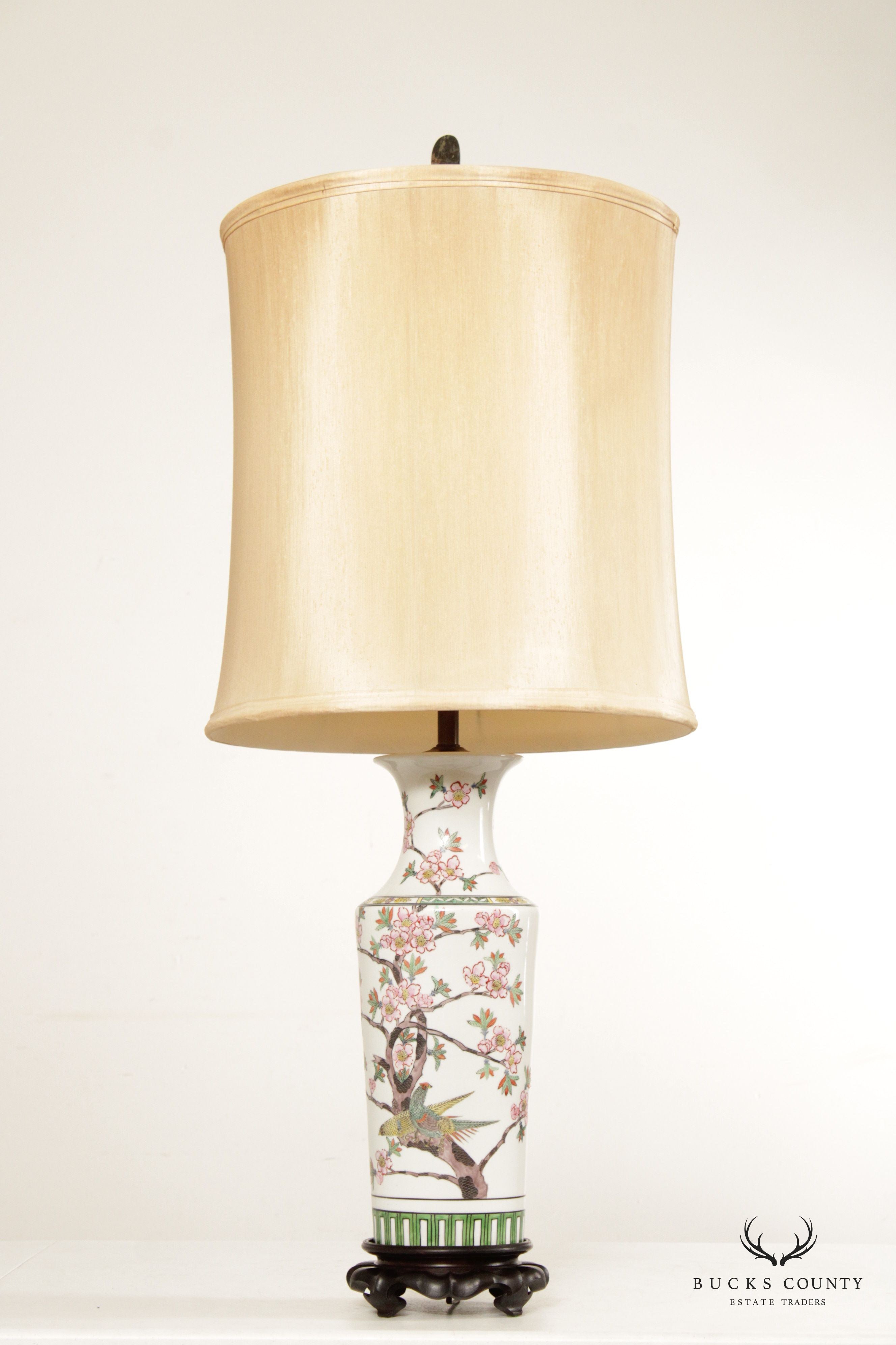 Chinese Pair Famille-Rose Porcelain Table Lamps