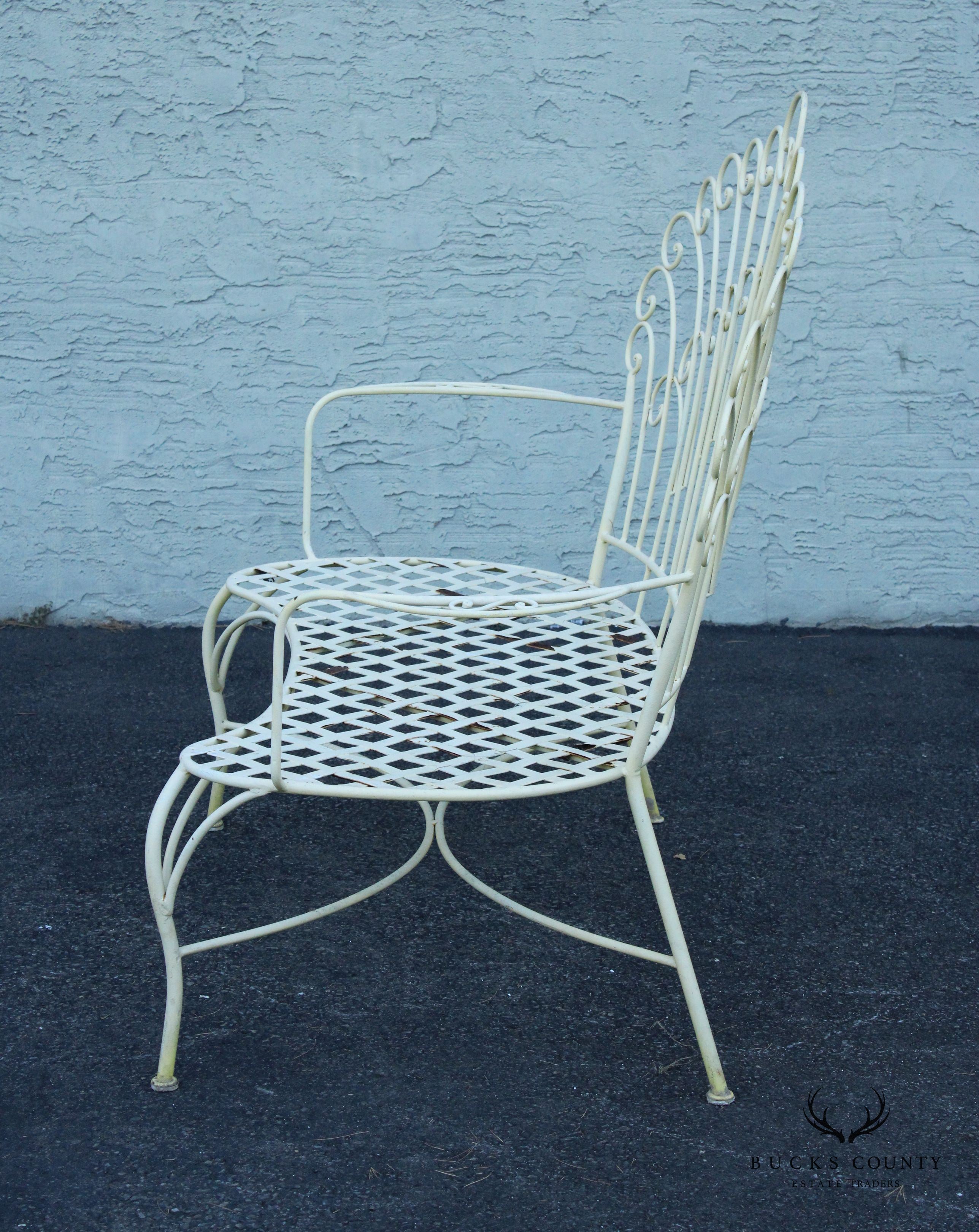 Vintage Wrought Iron Outdoor Patio Peacock Bench