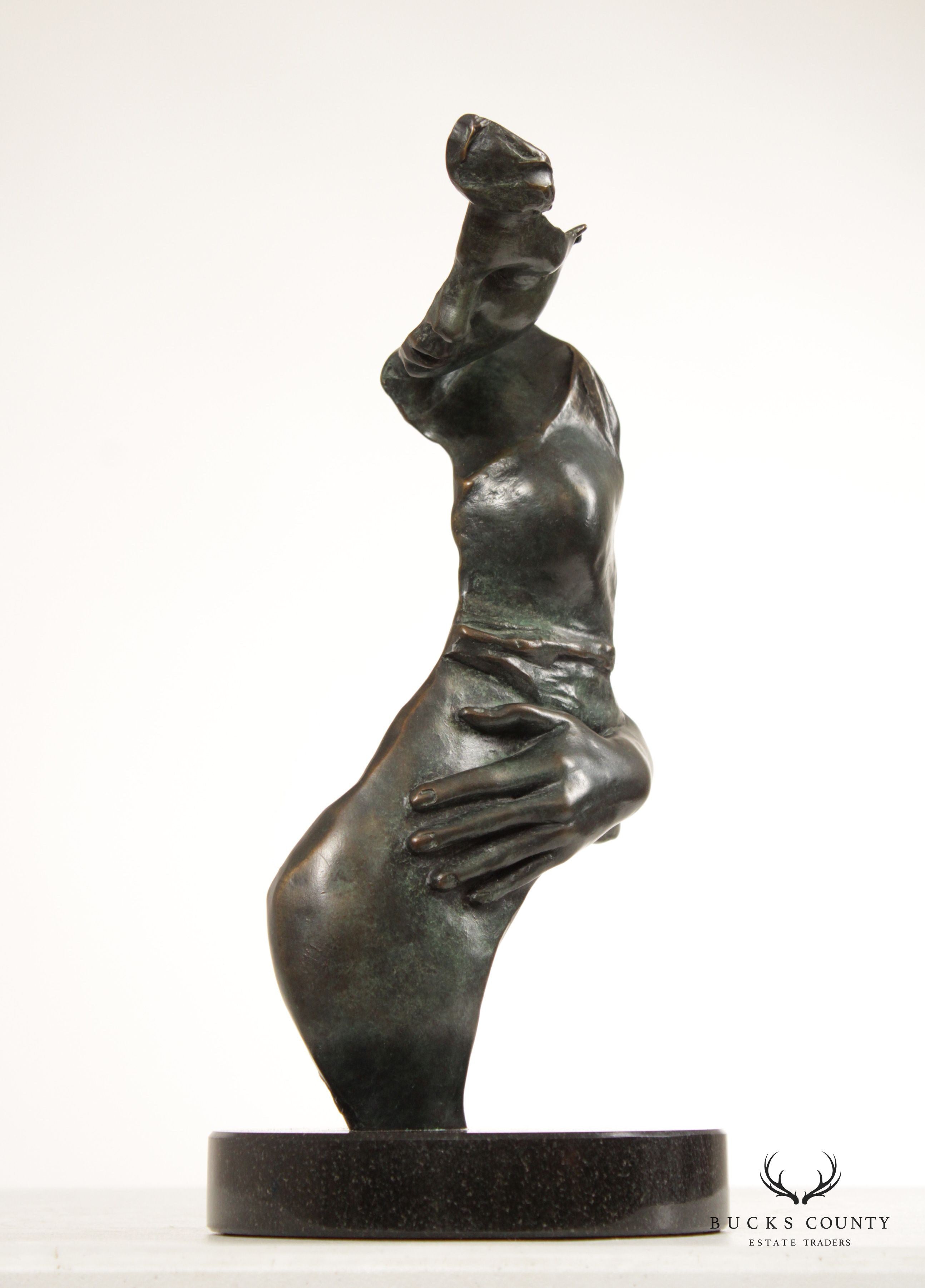 BRONZE CONTEMPORARY SCULPTURE OF MOTHER, SIGNED