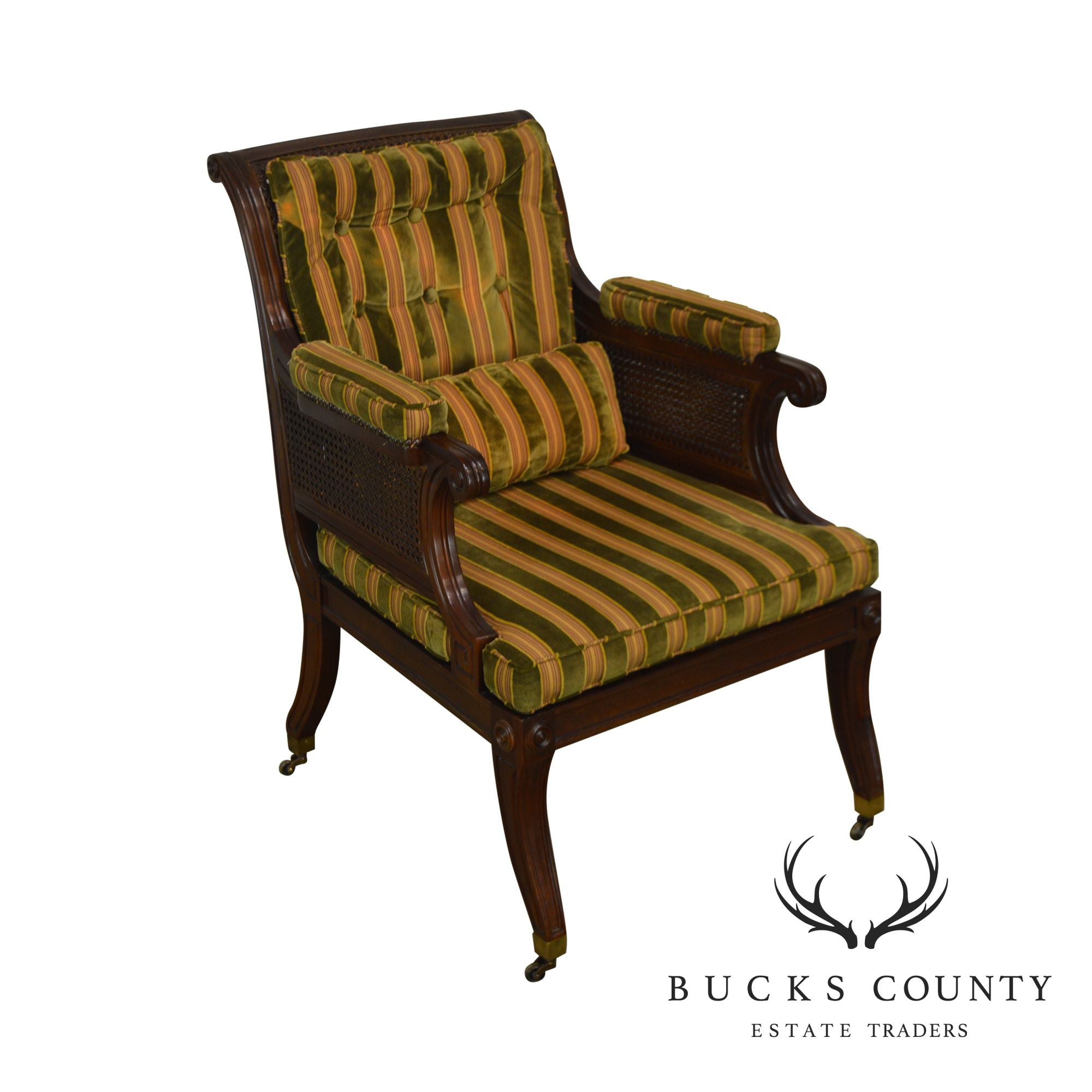 Baker Stately Homes Collection Regency Style Mahogany Cane Armchair