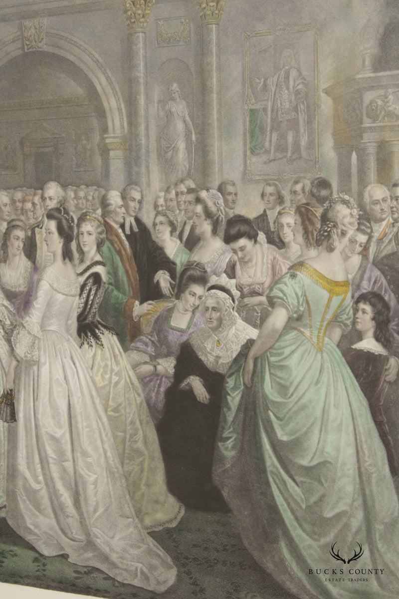 Antique 'Lady Washington's Reception Day' Engraving, Custom Framed