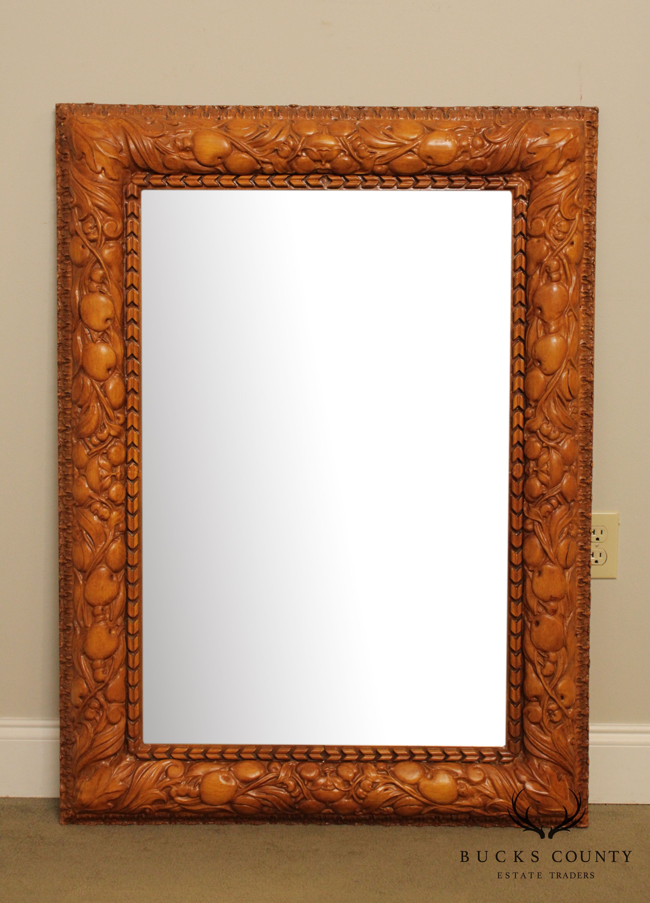 Friedman Brothers Fruit Carved Beveled Wall Mirror