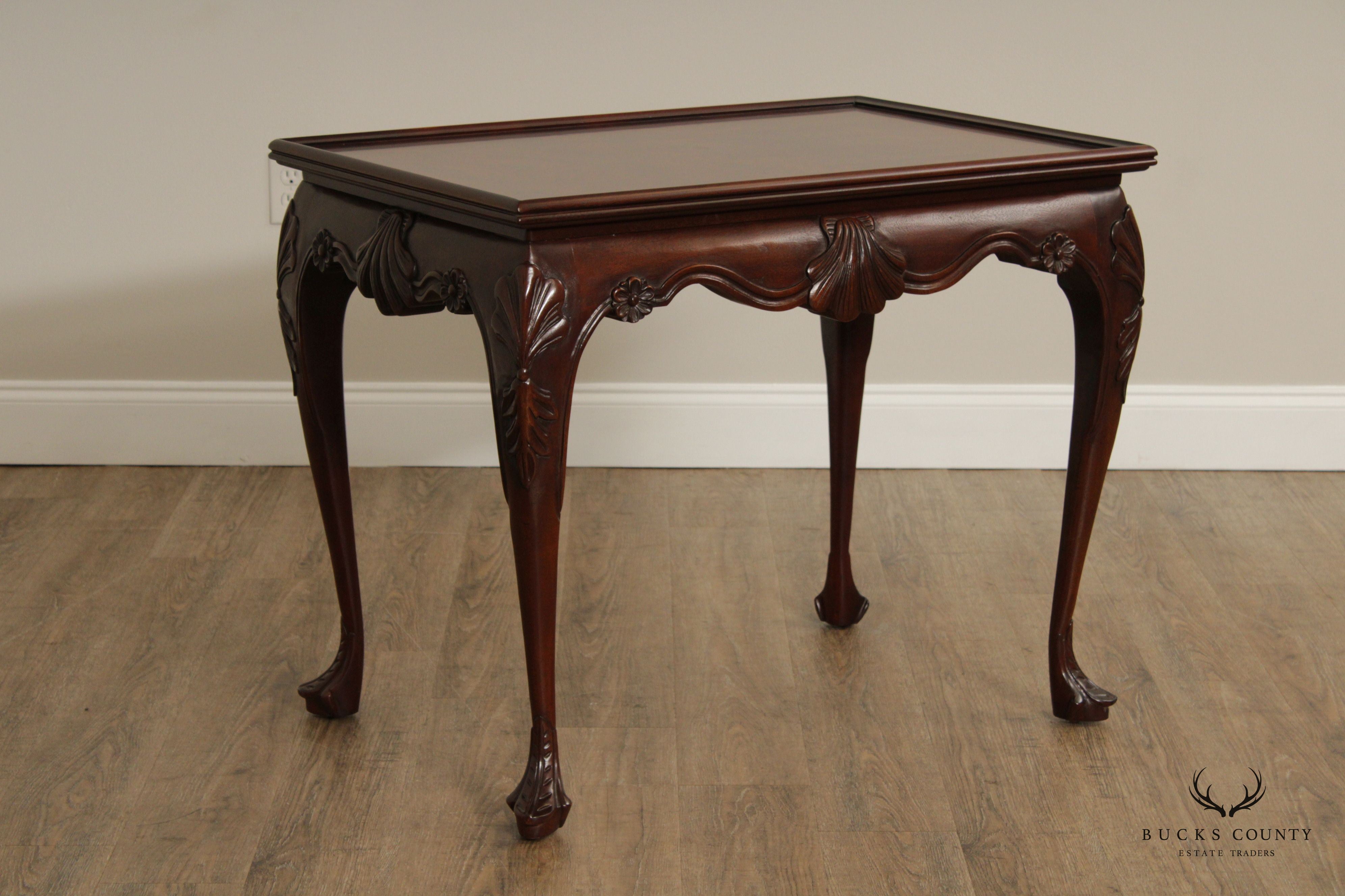 Baker Stately Homes Collection Irish Georgian Carved Mahogany Tea Table