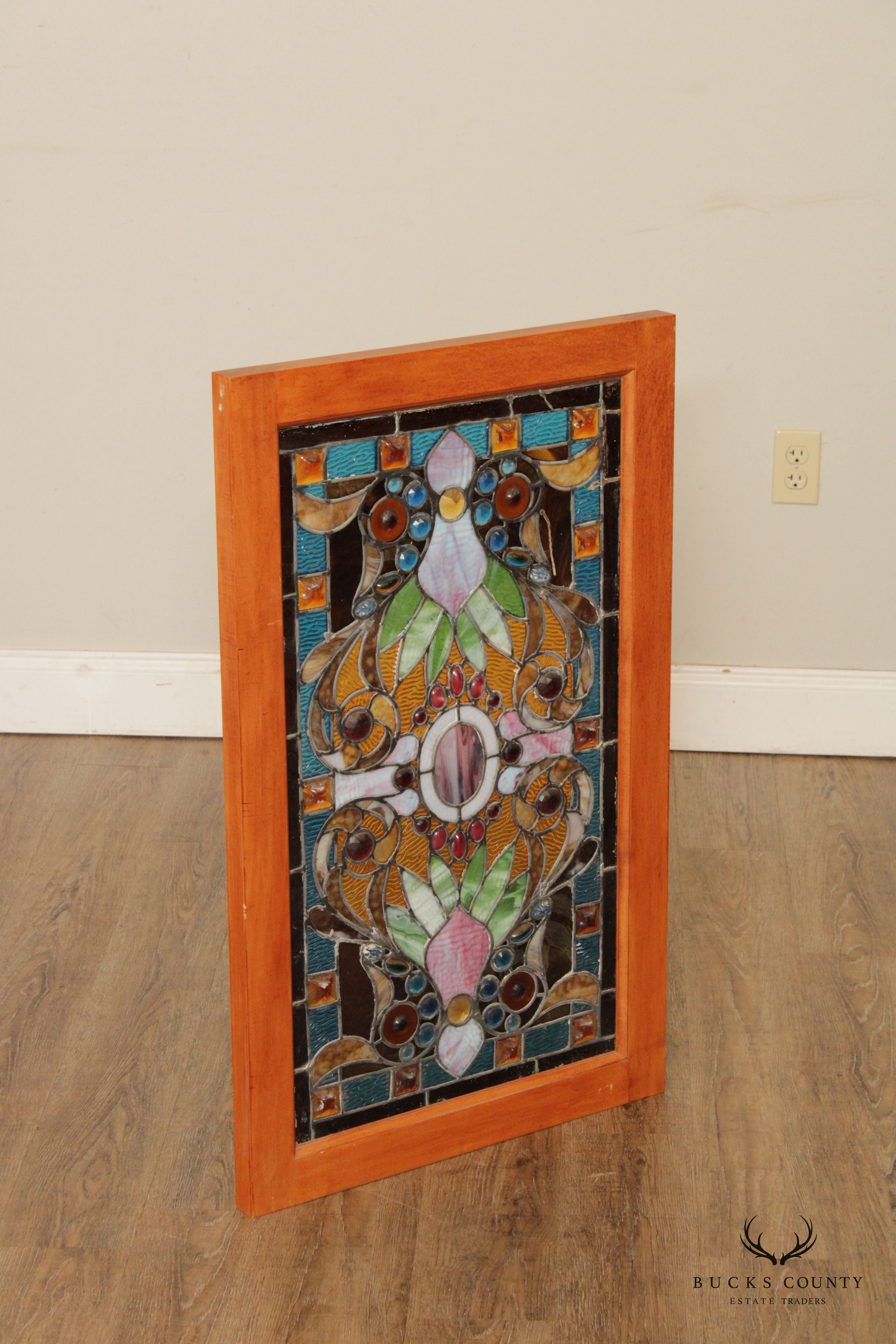 Fine Quality Antique American Victorian Stained Glass Transom Window