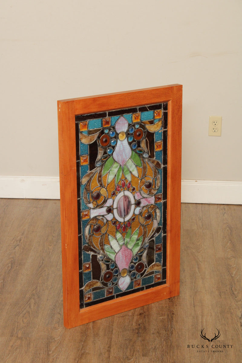 Fine Quality Antique American Victorian Stained Glass Transom Window