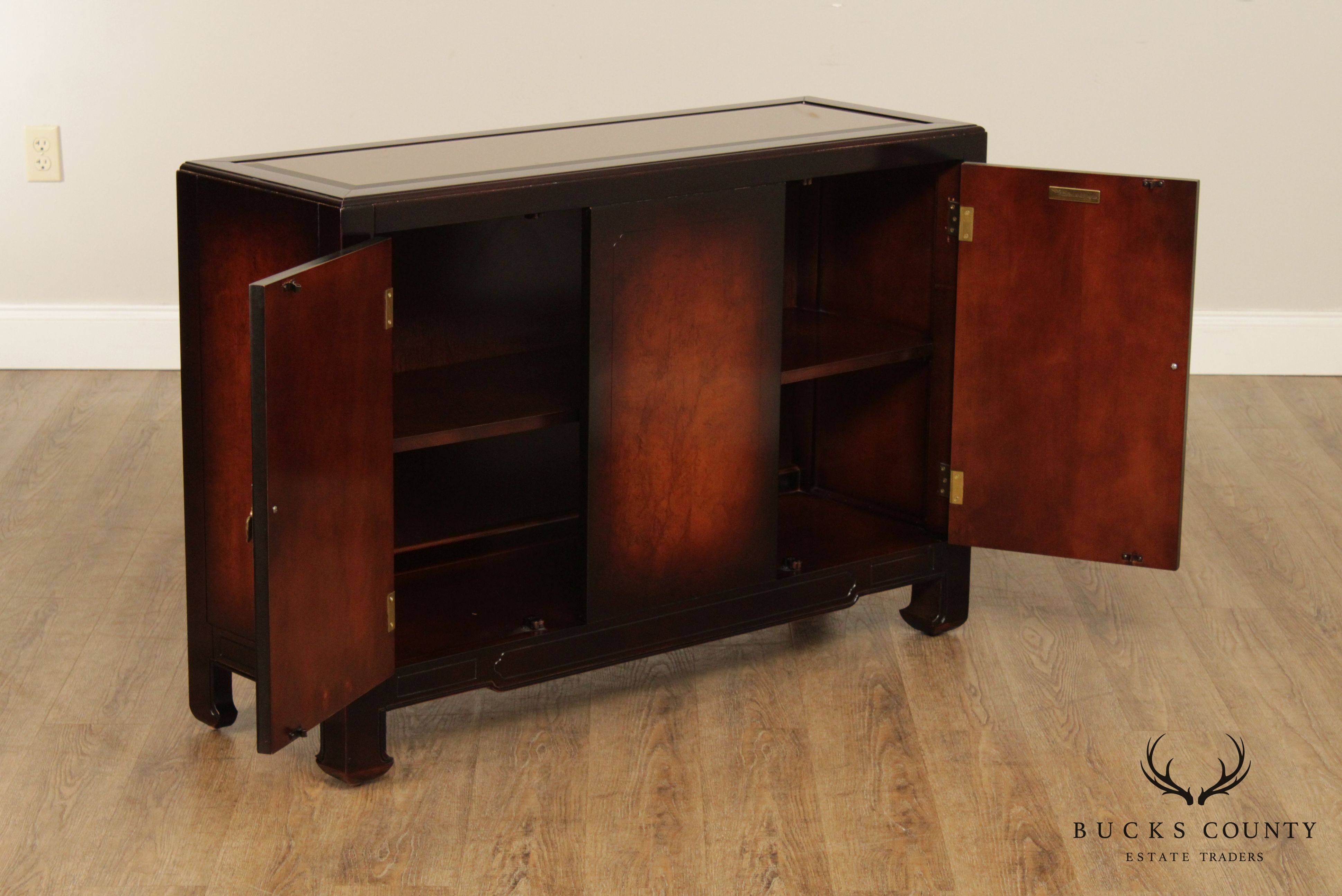 American of Martinsville Mid Century Modern Asian Style  Burl Wood Sideboard