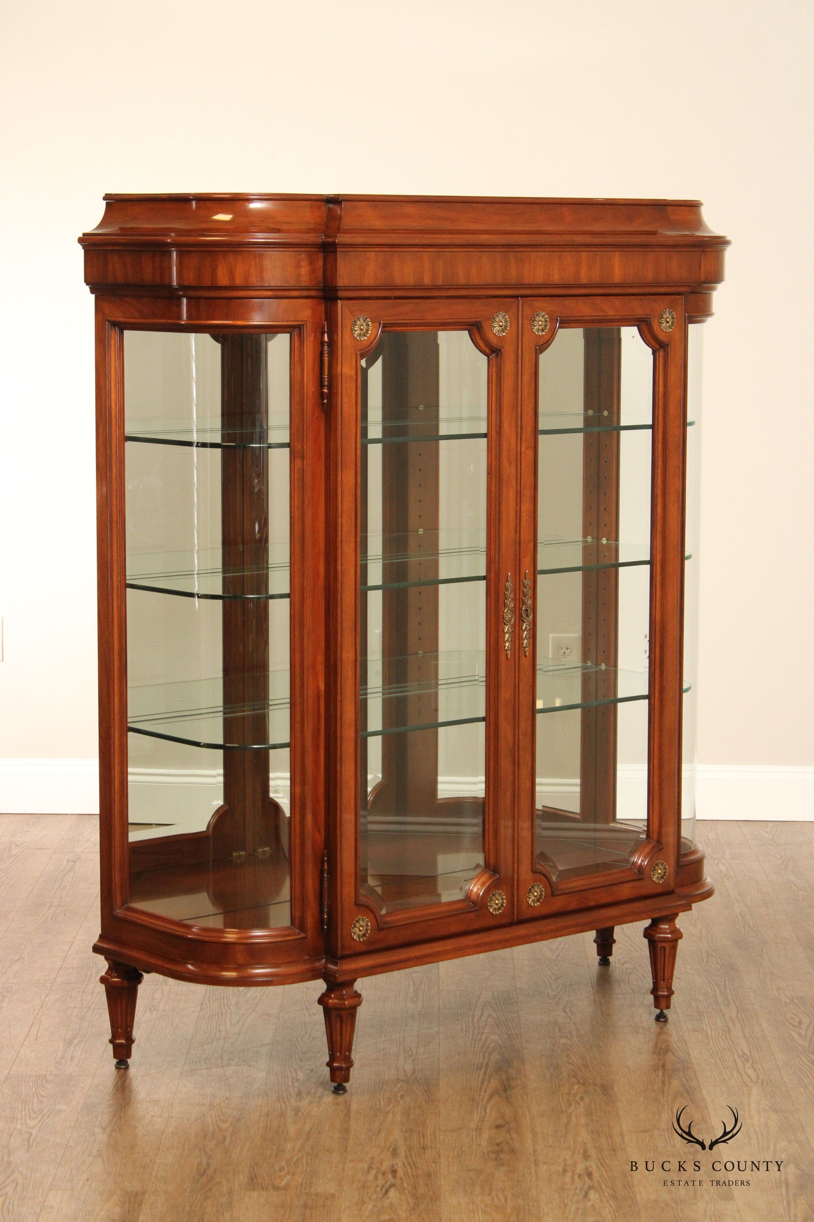 Karges Louis XVI Style Walnut and Glass Curio Display Cabinet