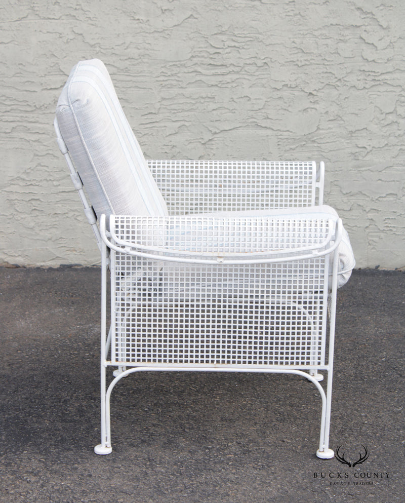 Woodard Mid Century Modern Pair Mesh Iron Outdoor Patio Chairs (B)